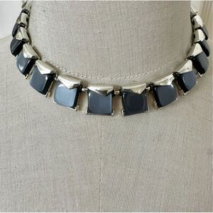 Vintage 1940's S Charel Grey Moonglow Lucite Thermoset Silver Tone Necklace